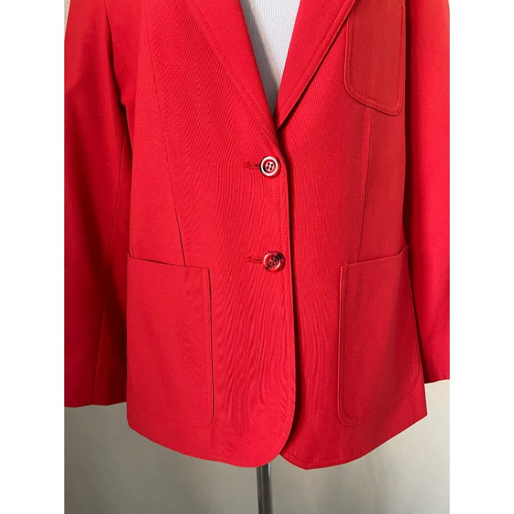 Changing Scene Vintage Women's Red Textured 2-Button Front Blazer - Picture 3 of 11